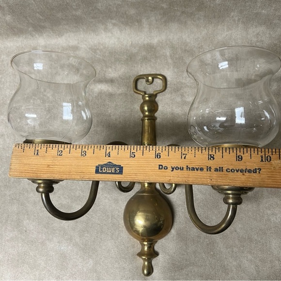 Vintage Solid Brass Mounted Sconce Double Candle Holders - Picture 3 of 7